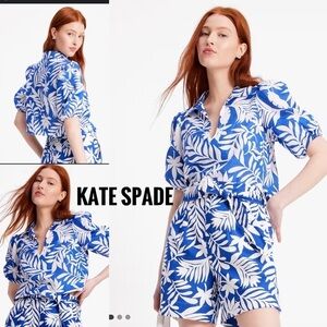 BNWT Kate Spade Tropical Foliage Puff Sleeve Top size Xs